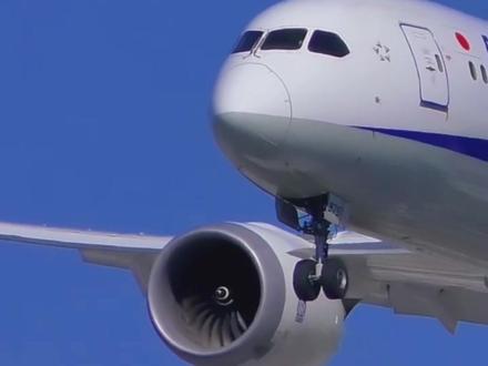全日空B787惊艳出镜,机组操纵飞机优雅的接地,精彩