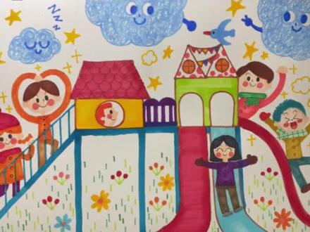 一分钟学会画滑梯!#谢老师的美术课 #锵锵锵美术 #艺术 #美术 #画画