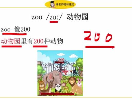 四年级英语外研版,简单又好记的英语单词zoo、tiger #自然拼读 #记单词 #小学英语单词 #单词