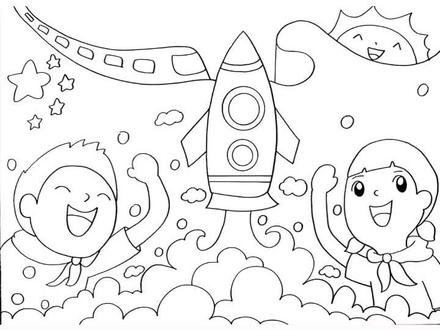 中国梦儿童画线稿,爱国主题儿童画#中国梦 #创意儿童画