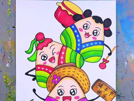 端午节创意画,简单易学#创意儿童美术 #儿童学画画 #儿童绘画