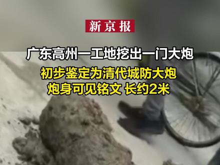 广东高州一工地挖出一门大炮:初步鉴定为清代城防大炮 长约2米