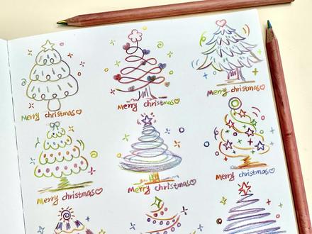 🌈如果你有彩虹铅笔✏️那你就能拥有……🎄 #圣诞 #手绘 #圣诞树 #简笔画 #彩虹笔
