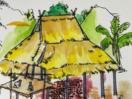 美丽西双版纳傣楼你会画吗?勐海老师怎么画🙂