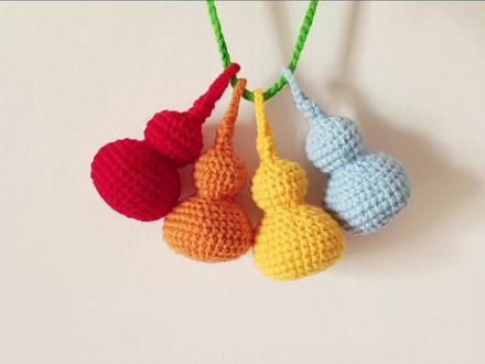 葫芦挂件钩针编织教程,七彩葫芦毛线编织#葫芦 #手工diy #钩针教程 #钩针编织 #手工制作