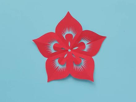 桃花朵朵开,五折剪纸技法~#剪纸#茌平剪纸 #茌平剪纸传承人田田