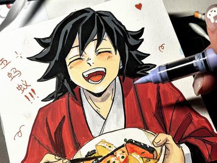 可是那个义勇再也回不来了 宝子们还想看我画什么系列#富冈义勇#锖兔#鬼灭之刃 #歌马可换墨 #手绘