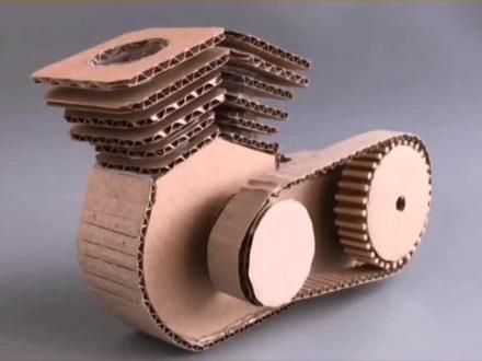 #手工#纸板#模型看看如何用纸板做发动机,创意十足!