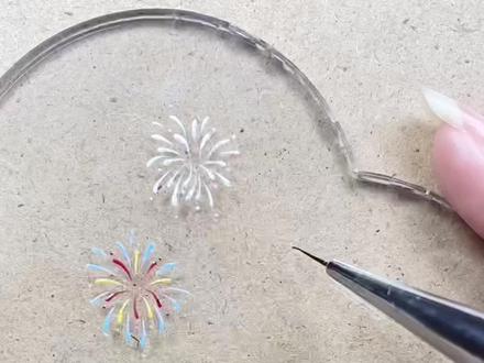 5+5+10定位画烟花#美甲烟花教程 #烟花画法 #手绘烟花 #美甲彩绘教程分享 #美甲教学视频