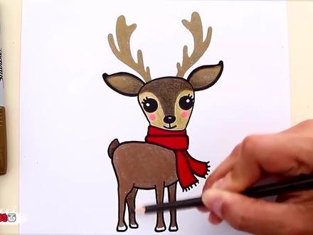 【夏天说画】儿童画一笔一笔画圣诞驯鹿梅花鹿
