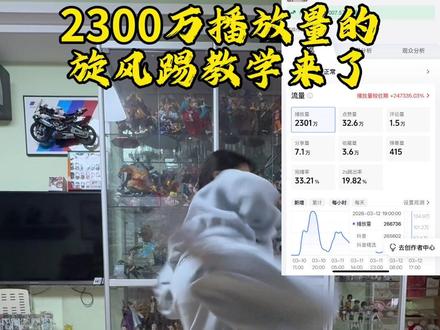 2300万播放的旋风踢,拆解教学来了 明天发闪现教学,记得来哦#旋风踢#拳击#跆拳道#旋风少女#动作分解