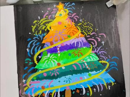 #翻翻乐绘画 一分钟教你画圣诞树#圣诞树 #翻翻乐#丙烯马克笔 #画画教程##零基础画画