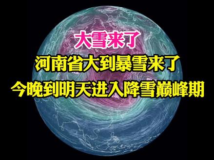 河南大到暴雪天气来了,今晚到明天进入降雪巅峰时期#河南天气 #暴雪 #气象 #寒潮 #冷空气