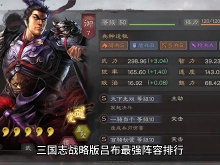#三国志战略版 三国志战略版吕布最强阵容排行