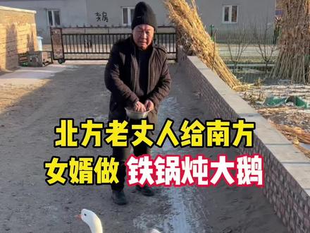 北方老丈人给南方女婿做铁锅炖大鹅#南北差异 #小福老丈人和佳辉的日常 #东北人