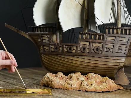 废品纸箱制作帆船,手工帆船,手工制作 #手工制作 #帆船 #手工