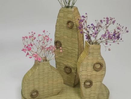 #创意手工 旧草席制作花瓶#手工制作 #废物利用