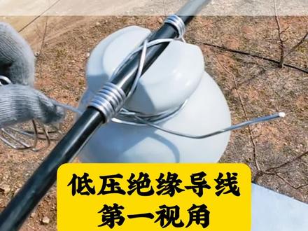 直线杆,单十字246瓷瓶绑扎方法,第一视角#电工日常 #瓷瓶绑扎 #电力高空作业 #电力工人 #电力工程