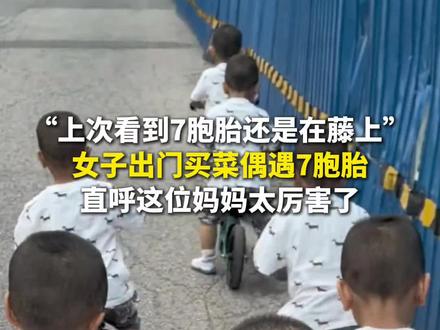 9月4日(采访时间),北京。“上次看到7胞胎还是在藤上”,女子出门买菜偶遇7胞胎,直呼这位妈妈太厉害了。(华龙网原创采访报道)