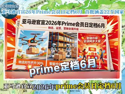 亚马逊官宣2026年Prime会员日定档6月,首批覆盖22个国家#亚马逊跨境电商#亚马逊#亚马逊运营#亚马逊卖家#跨境电商