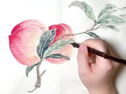 简单易学的《桃子画法》,你学会了吗?#国画教程 #零基础学国画 #国画入门教学 #谁说国画不抖音 #教国画的丢丢老师