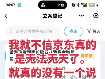 我就不信京东真的是无法无天了。
就真的没有一个说理的地方吗?
已经向法院起诉