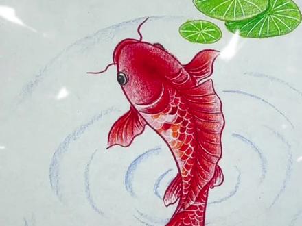 这样画锦鲤简单又好看 #儿童简笔画 #锦鲤 #彩铅手绘