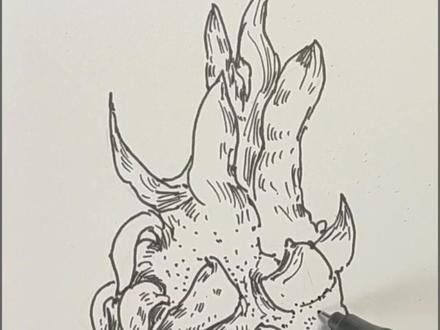 明信片手绘小画-火龙果,每天15分钟绘画高手养成计划!每天进步一点点系列!#速写#线描#美术#手绘#明信片#美术生 #少儿美术 #一起学画画