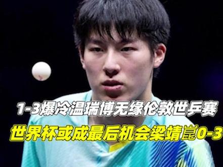 1-3爆冷!温瑞博无缘伦敦世乒赛,世界杯或成最后机会,梁靖崑0-3!2/3#温瑞博 #中国乒乓球