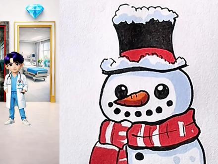 扎上围巾的雪人怎么画? #简笔画