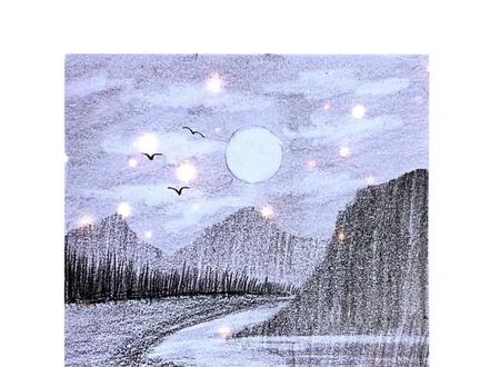 手残党也能画!超简单风景画教程,一分钟速成~#零基础学画画 #画画使我快乐 #画画 #原来画画如此简单 #创作灵感