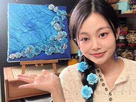 用松果做海面上卷起的浪花,一幅梦幻又浪漫的装饰画! #手工 #松果 #浪花 #有趣 #装饰画