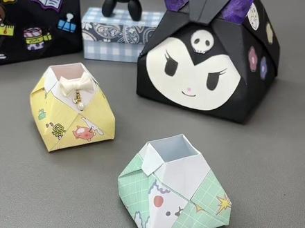 肚子鼓鼓超能装!可爱折纸收纳盒,艾特闺蜜一起折,桌面瞬间变整齐~#折纸 #折纸教程 #手工折纸