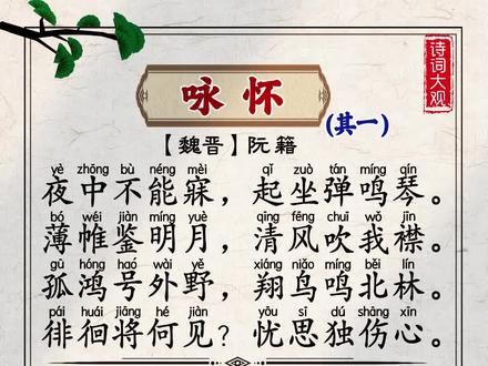 魏晋诗词选:阮籍《咏怀》其一#爱上古诗词 #每天一首古诗词 #古诗打卡 #古诗词 #国风古韵 #诗词 #每日一首诗 #唯美诗词 @DOU+小助手