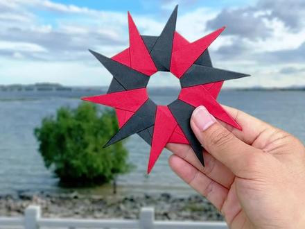 太酷了,这就是童年必学的折纸十角飞镖#纸飞镖制作教程 #自制玩具 #折纸飞镖