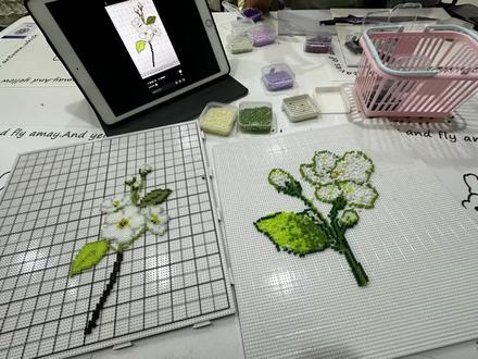 送君茉莉,愿君莫离#手工diy创作 #花朵拼豆 #拼豆