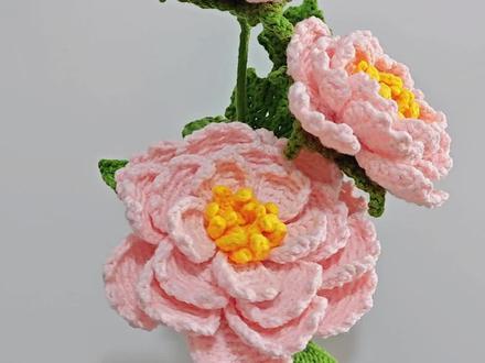 新针法钩织牡丹花教程三:花托及小花朵花托#手工diy制作 #钩织教程 #爱钩织