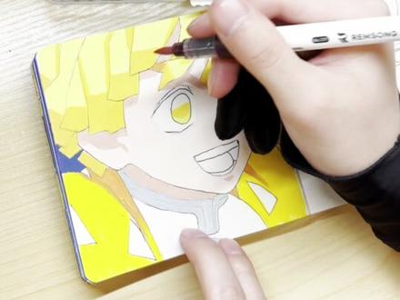 挑战画100个动漫人物,今日画鬼灭之刃我妻善逸#我妻善逸 #鬼灭之刃