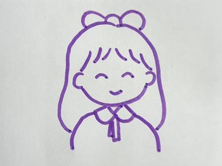 小女孩简单有趣的画法#一学就会的简笔画 #亲子时光