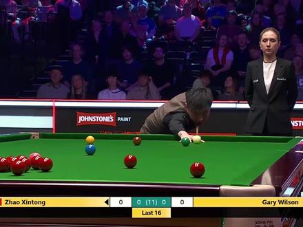 赵心童亮相大师赛露头就秒再现中国准度,全力全开冲击大满贯 #斯诺克 #赵心童 #台球 #大师赛 #精彩进球