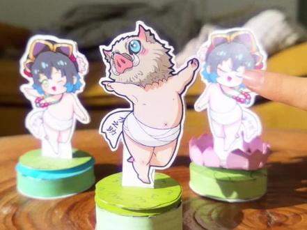 【教程】鬼灭三只猪男团,震撼首发!!你pick哪一只?#鬼灭之刃 #伊之助 #手工教程 #萌物来袭