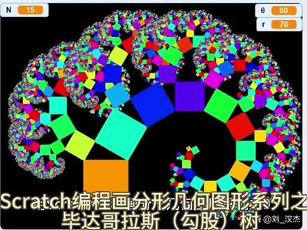 用Scratch编程画分形图系列之9:递归画勾股树 #算法 #会动的数学