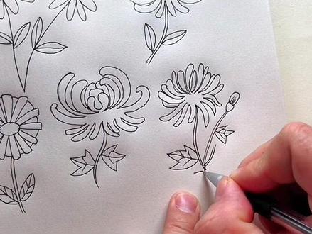 简笔画10000例讲解:10种菊花的画法#跟着抖音学画画 #亲子简笔画 #育儿简笔画