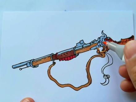 今天教大家画98K狙击枪!#画画 #简笔画 #武器 #98k #绘画教程