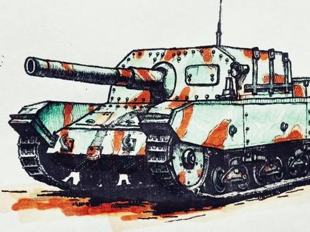 二战意大利最强火炮,M43坦克绘画技巧。#一看就会画坦克 #自学画画 #手绘 #坦克 #钢笔淡彩