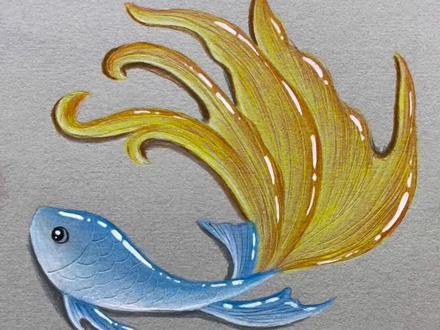 画一条简单的水晶小鱼🐟 #画画画 #彩铅 #跟着抖音学画画 #手绘
