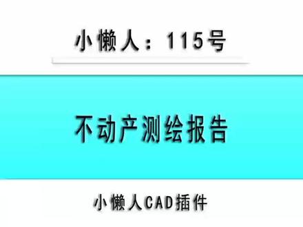 小懒人CAD插件:115-不动产测绘报告_CASS插件_CAD快捷命令