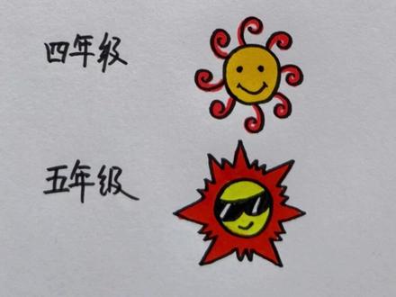 不同年级画的太阳,你是几年级?#简笔画 #一起学画画