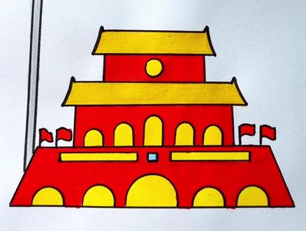 六年直线画天安门#儿童简笔画教程 #一起学画画