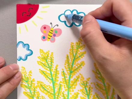 春天主题画 春天油菜花盛开的季节,一起来画一幅油菜花创意画吧,简单又好看,一学就会画!#一学就会的简笔画 ##春天主题画 #创意儿童画 #创意美术 #一起学画画